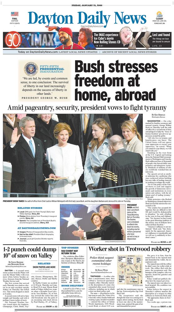Presidential inauguration newspaper