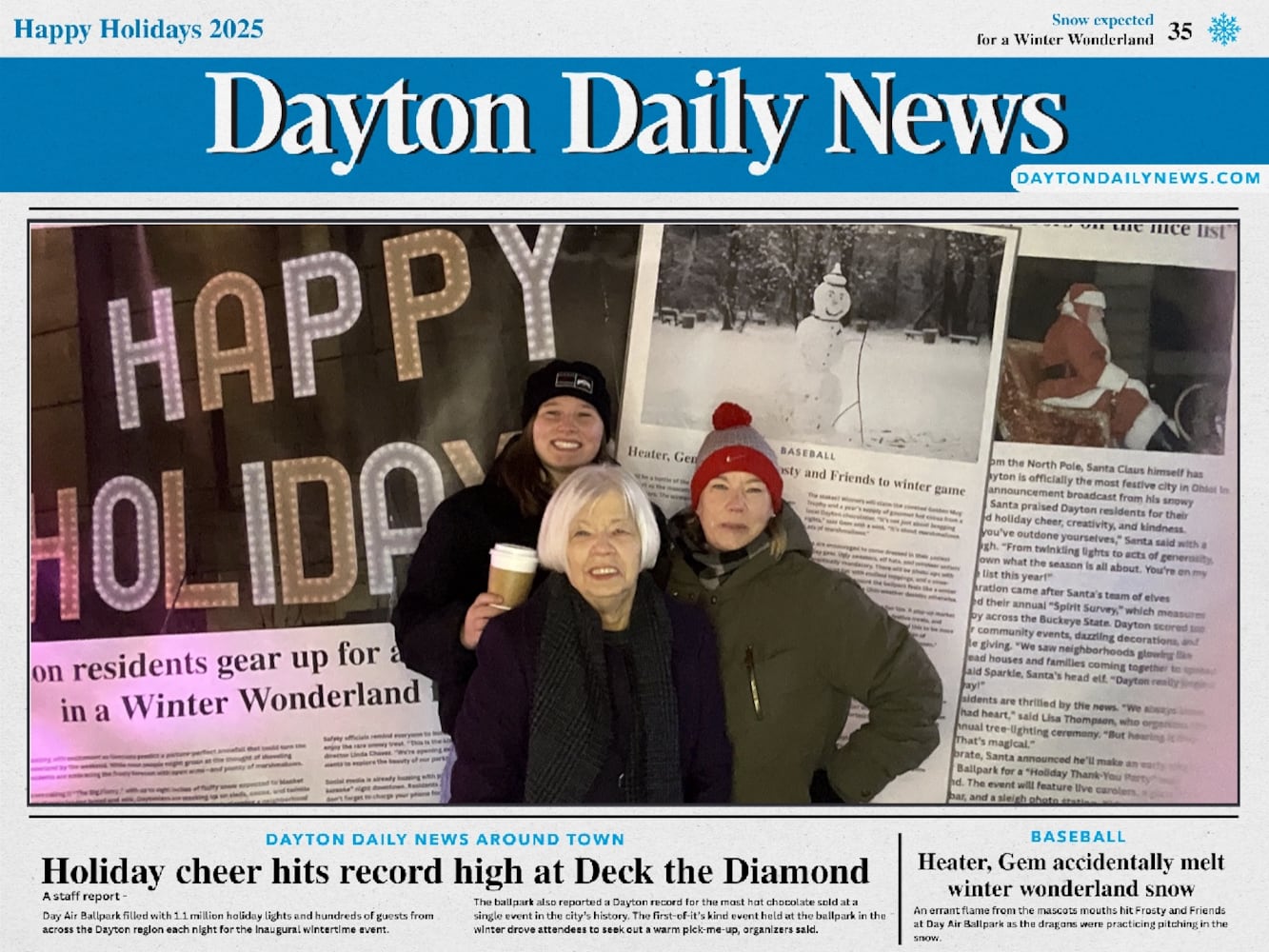 "Front Page News" photobooth at Deck the Diamond