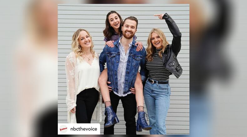 The Bundys, Megan, Ryan and Katey, battle 14-year-old Mikaela Astel during the Battle Rounds of "The Voice" on NBC. PROVIDED by NBC/THE VOICE