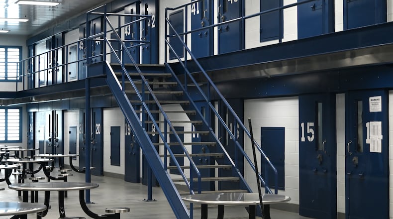 Butler County Sheriff Richard Jones has taken a hard stance on immigration since taking office more than two decades ago. He had 10 deputies credentialed to serve as ICE agents in the county, and said he plans to have more deputies eventually go through the training. Pictured is one of the nine pods in the Butler County Jail on Wednesday, July 9, 2025, on Hanover Street. MICHAEL D. PITMAN/STAFF