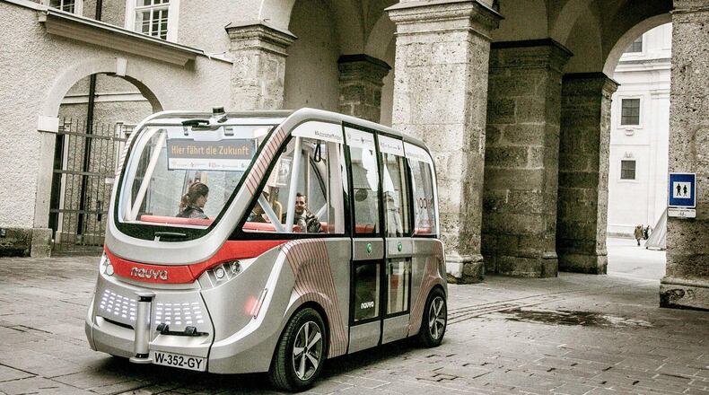 A Navya driverless shuttle at a research institute in Austria. (Navya)