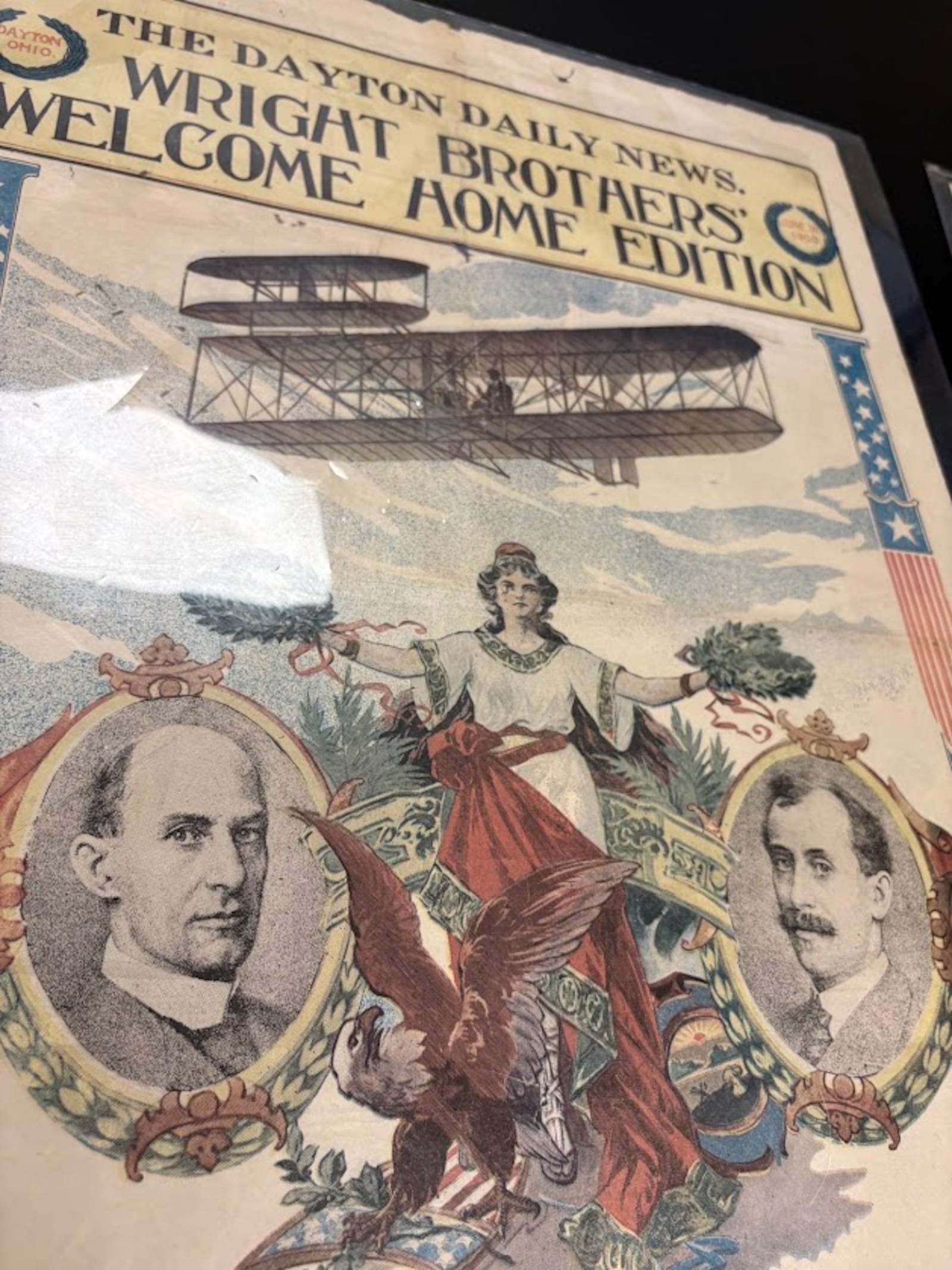 The front page of the Dayton Daily News on June 16, 1909, in an edition of the paper celebrating the Wright brothers' exhibitions of powered flight in Europe. THOMAS GNAU/STAFF