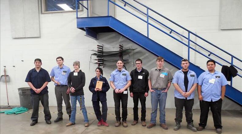 The SkillsUSA awards winners at Voss Collision Center. Photo courtesy of Michael Moore