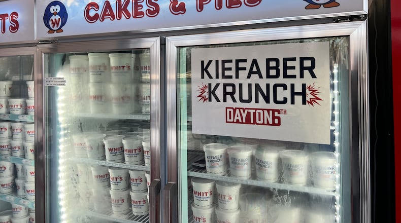 Jeffrey Neace, owner of Whit’s Frozen Custard in Centerville, recently created new flavor Kiefaber Krunch. The business will donate $3 from every pint sold to Dayton 6th, the NIL organization for UD Basketball. CONTRIBUTED