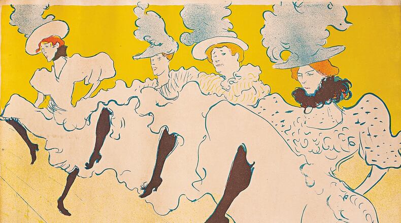 This is the 1896 "La Troupe de Mademoiselle Églantine" lithograph by Henri de Toulouse-Lautrec. (All works and images are courtesy of Firos Collection. Single-source exhibition provided by PAN Art Connections, with support of The Museum Box.)