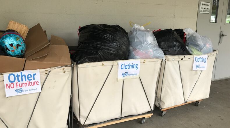 Goodwill is using bins like these to accept donations of clothing and other items as a way to physically distance donors from workers who will process the donations. PROVIDED