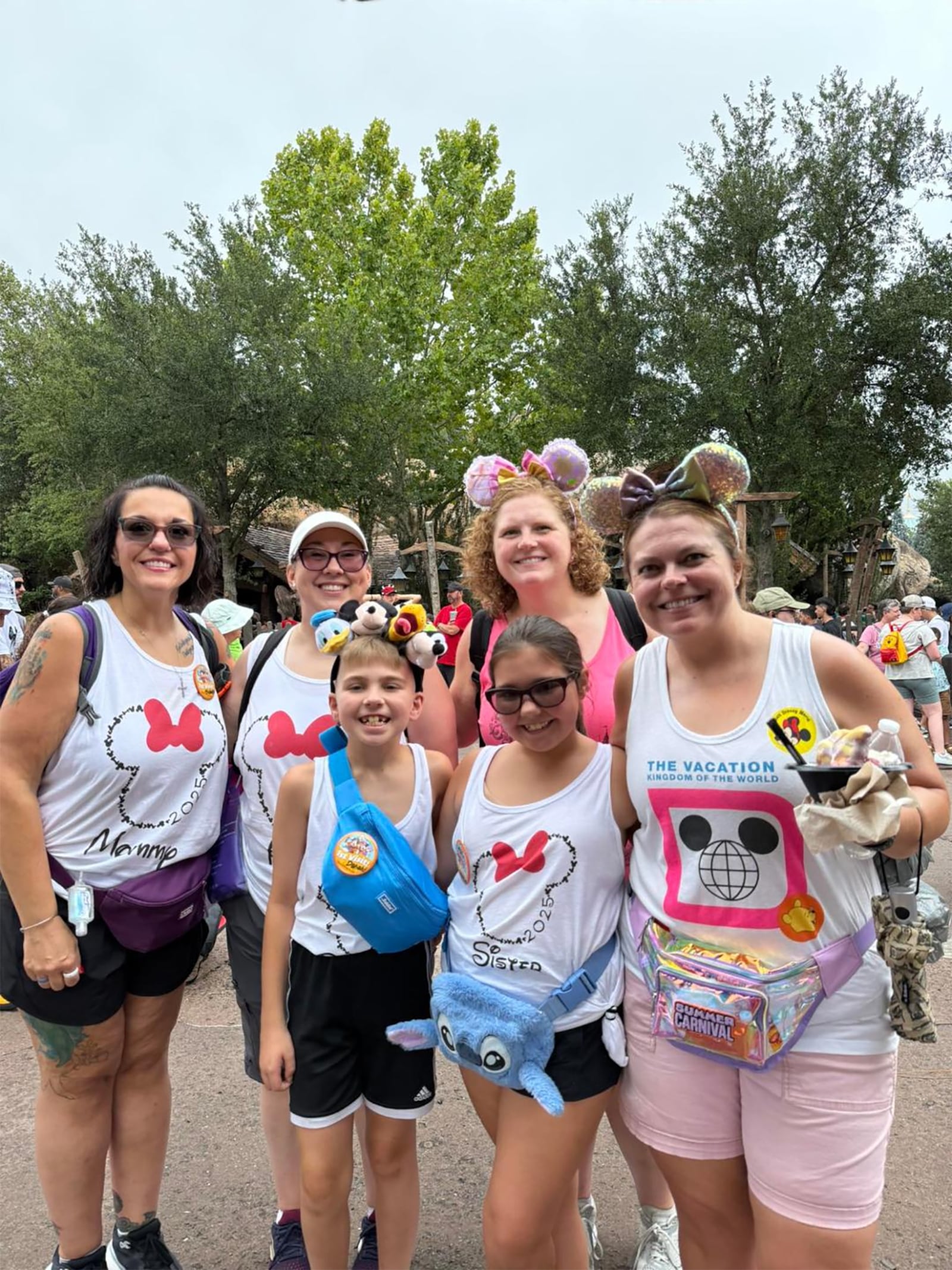 The first family to go to Walt Disney World courtesy of the nonprofit Cathies Magical Memories in July of 2024. Left to Right Michelle Hopkins-Lynn, Angela Hopkins, Donald Hopkins III, Courtnay Dollinger, Sophia Hopkins, Lindsay Dollinger CONTRIBUTED