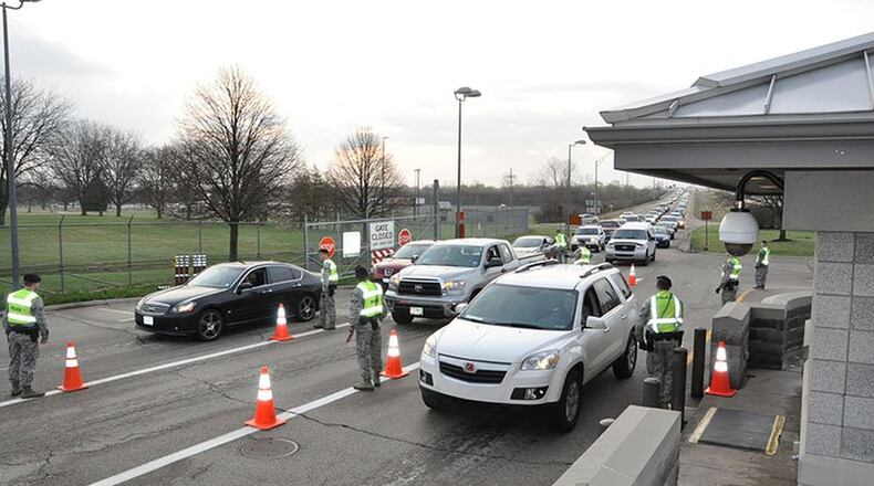 Gate 15A Traffic at Wright-Patterson Air Force Base. FILE PHOTO
