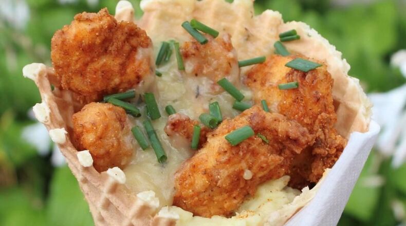 Lily’s Dayton is bringing back its popular fried chicken and waffle cone during Hauntfest on Saturday, Oct. 28. CONTRIBUTED PHOTO