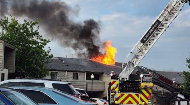 A fire broke out at an apartment complex along Idle Hour Circle on Aug. 5. 
Photo Credit: Harrison Township Professional Firefighters Local 3552