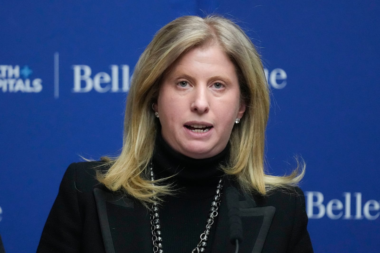 FILE - NYPD police commissioner Jessica Tisch speaks during a news conference in New York, Tuesday, Feb. 18, 2025. (AP Photo/Seth Wenig, File)