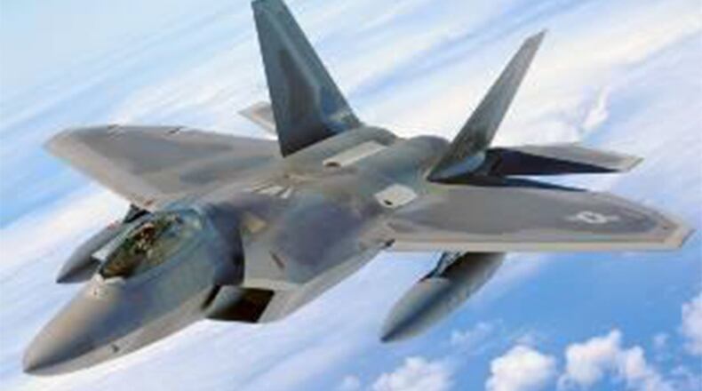 A U.S. Air Force F-22 Raptor, flown by Maj. Paul Lopez II from the 1st Fighter Wing, Langley AFB, Va., is scheduled to perform at the 2018 Vectren Dayton Air Show. (Contributed story)