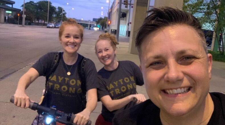 San Antonio-based sisters Krissy and Heather Stiver brought their art project, The Complimentary Bar, to Dayton as part of a partnership with their cousin,  Wendy Stiver,  a recently retired  Dayton’s police major in charge of the Central Patrol Operations Division, which includes downtown and the Oregon District, her own neighborhood.