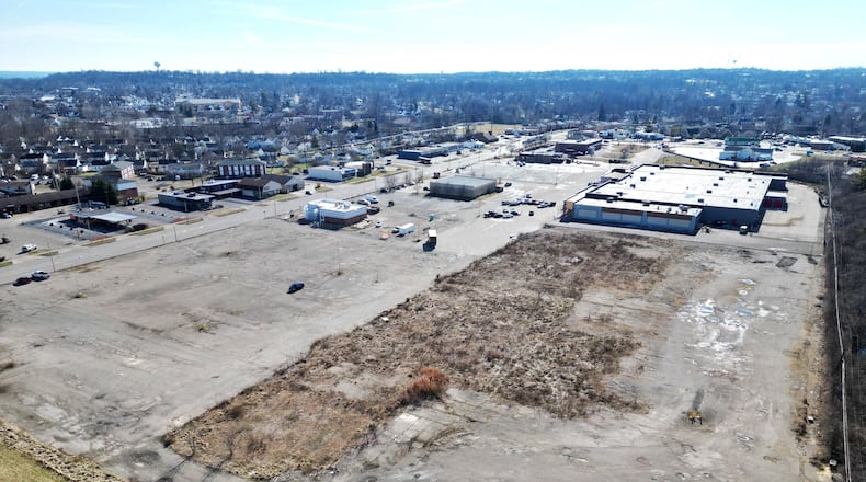 Kroger has submitted plans for a new Kroger Marketplace store on North Brookwood Avenue in Hamilton. Planning Commission will hold a public hearing on the request to build on Feb. 20, 2025. Pictured is an aerial view of the vacant lot at 182 N. Brookwood Ave., in Hamilton where Kroger wants to build its new store. NICK GRAHAM/STAFF