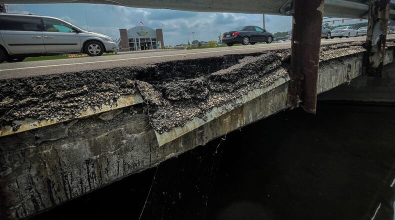 The bridge that crosses a creek just east of Airway Rd. and Woodman Dr. is getting a major rehab that will include a bike lane and sidewalks. JIM NOELKER/STAFF
