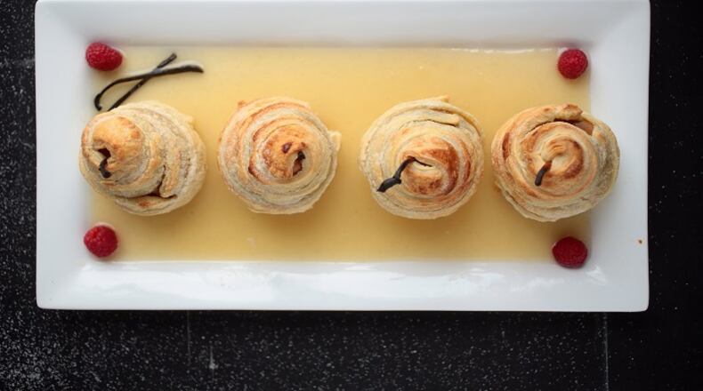 Wrapped Pears with Vanilla Bean Sauce. (Cristina M. Fletes/St. Louis Post-Dispatch/TNS)