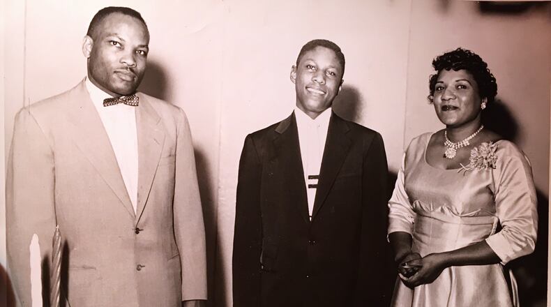 W.S. McIntosh at a birthday celebration with his son, J.W. McIntosh and wife, Charline McIntosh.