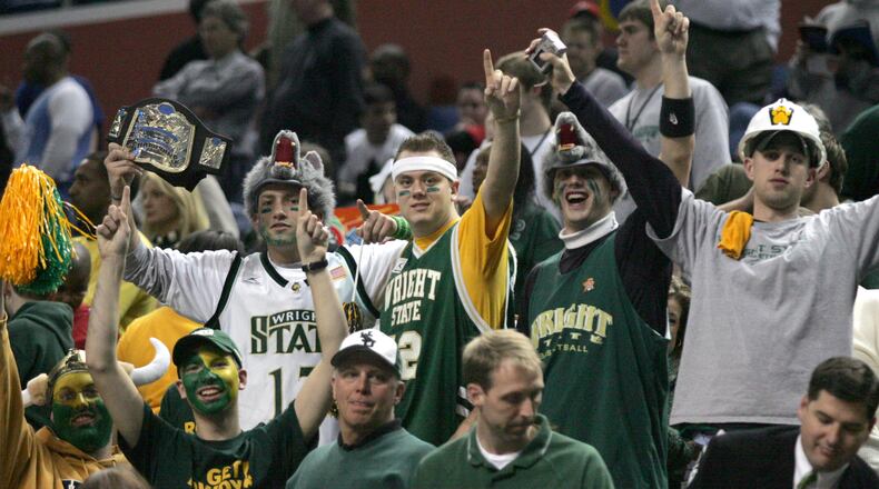 Student supporters of the WSU basketball team show their spirit in the stands of HSBC Arena in Buffalo New York prior to the opening NCAA game vs. Pitt 03/15/07. FILE PHOTO
