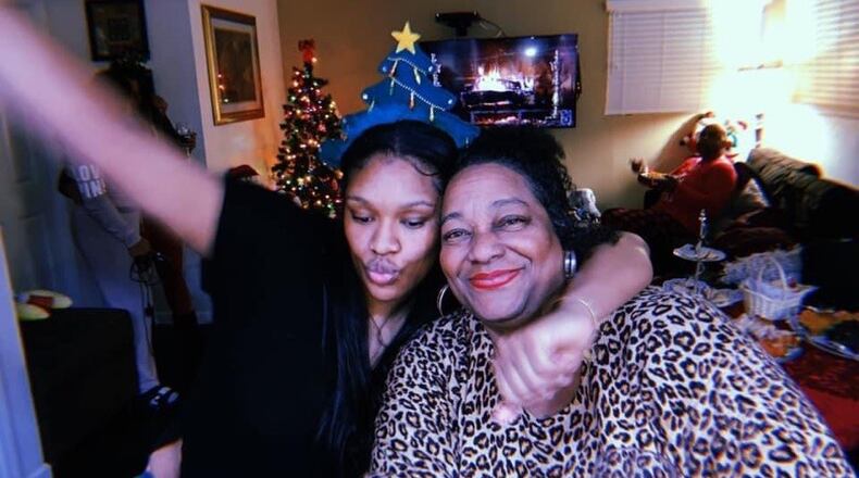 Wright State’s senior center Tyler Frierson (left) and her mother Andrea. CONTRIBUTED