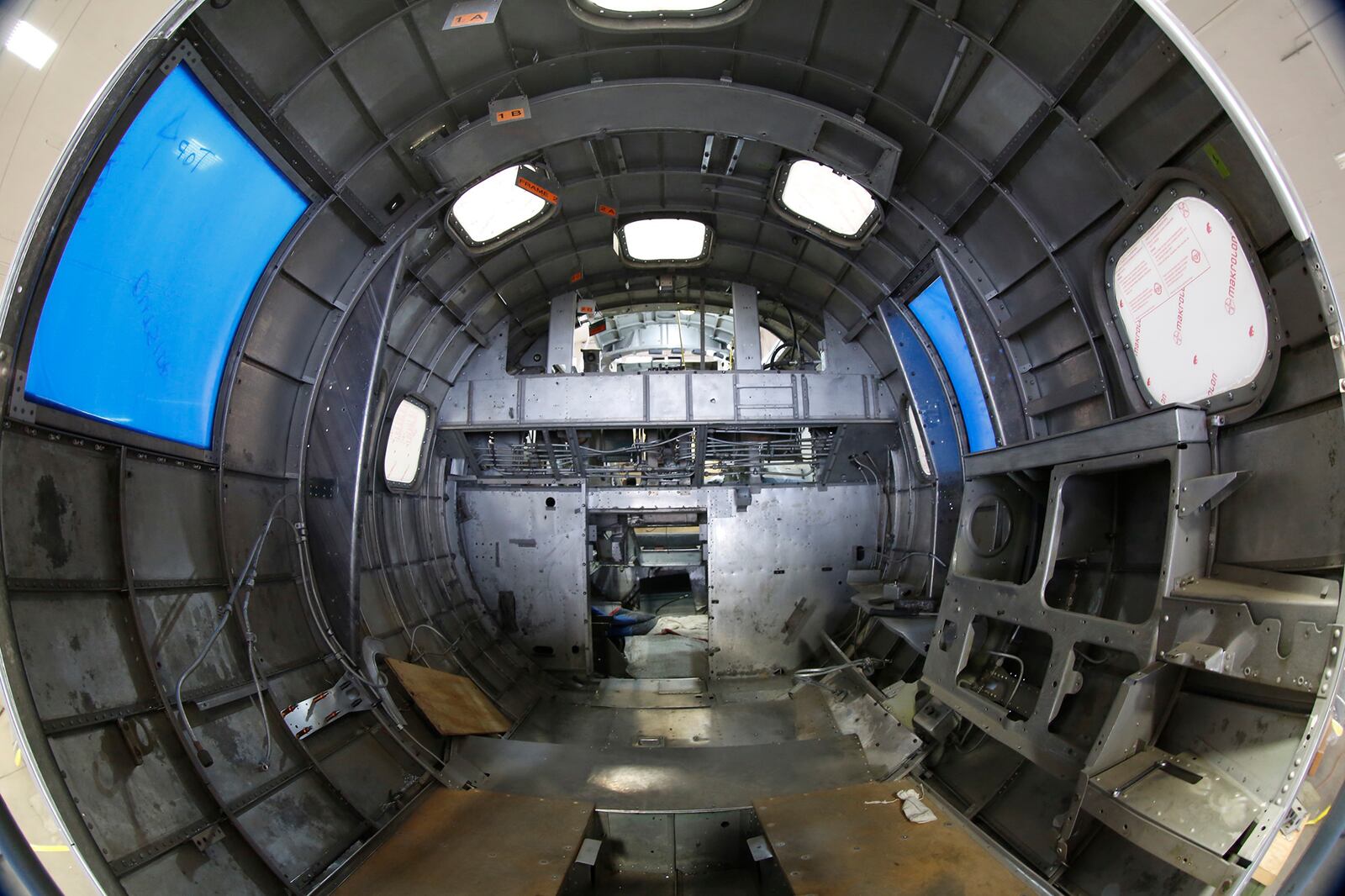 Bombardier's position with the window removed from the Memphis Belle in the Restoration Hangar at the National Museum of the United States Air Force. The Memphis Belle, one of the legendary American aircraft of World War II, will be put on public display at the main complex next year after more than a decade of restoration at the Museum, officials said Wednesday.  The historic Army Air Forces B-17F bomber will be unveiled May 17, 2018, the 75th anniversary of the crews 25th mission over Europe, said museum curator Jeff Duford..  TY GREENLEES / STAFF