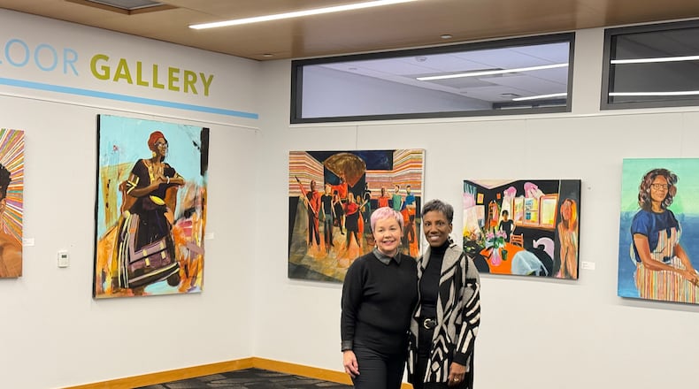 (left to right)
Tamiko Stump, interim director of the Dayton Society of Artists (DSA) stands with Debi Chess, director of External Relations & Development for the Dayton Metro Library, in the downtown library art gallery.
DAYTON METRO LIBRARY/CONTRIBUTED
