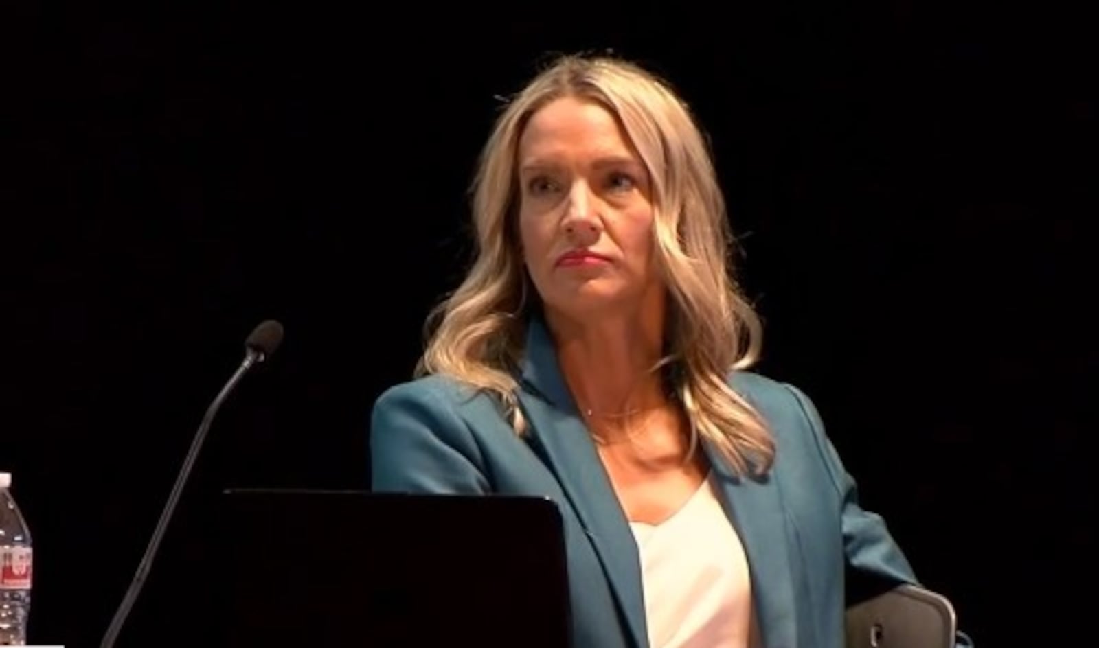 Lakota Local Schools Board Member Darbi Boddy attends the board meeting Oct. 2, 2023 after a judge said she could attend. This follows the filing of a civil protection order against her by fellow board member Isaac Adi. WCPO/CONTRIBUTED