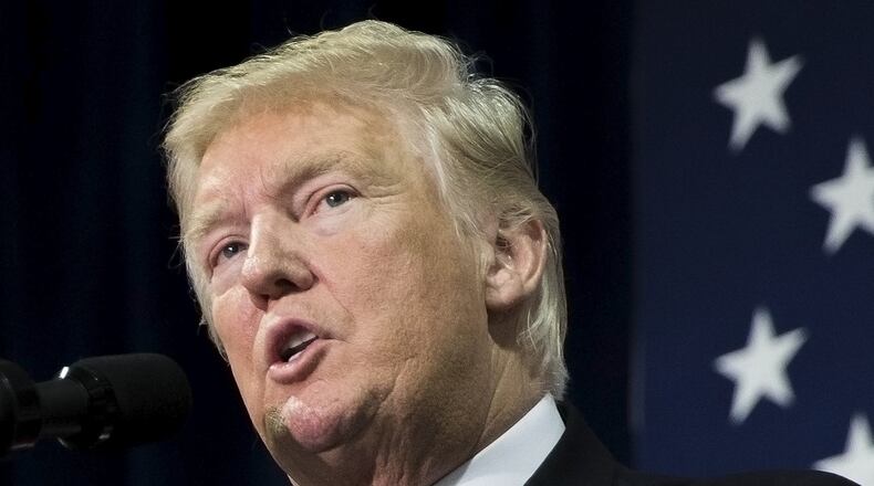President Donald Trump speaks during an event at the Loren Cook Company in Springfield, Mo., Aug. 30, 2017. (Tom Brenner/The New York Times)