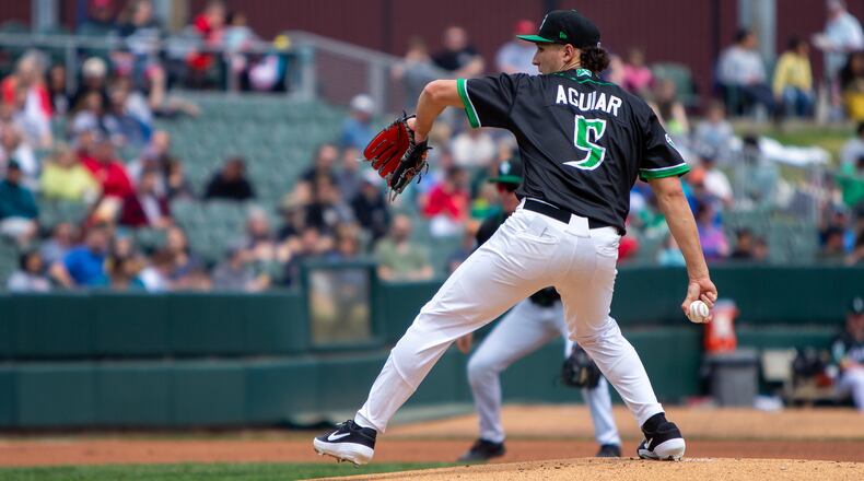 Julian Aguiar and two other pitchers combined on a three-hitter in Dayton's win over South Bend on Friday night. Jeff Gilbert/FILE