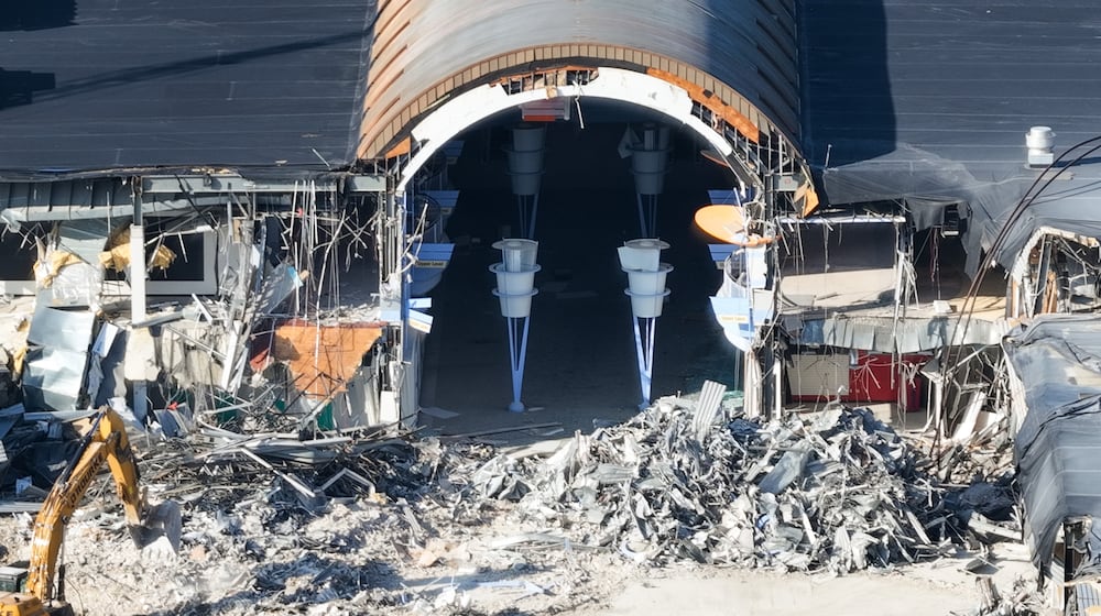 Demolition continues at the former Cincinnati Mall/Forest Fair Mall location Wednesday, Jan. 7, 2026. NICK GRAHAM/STAFF