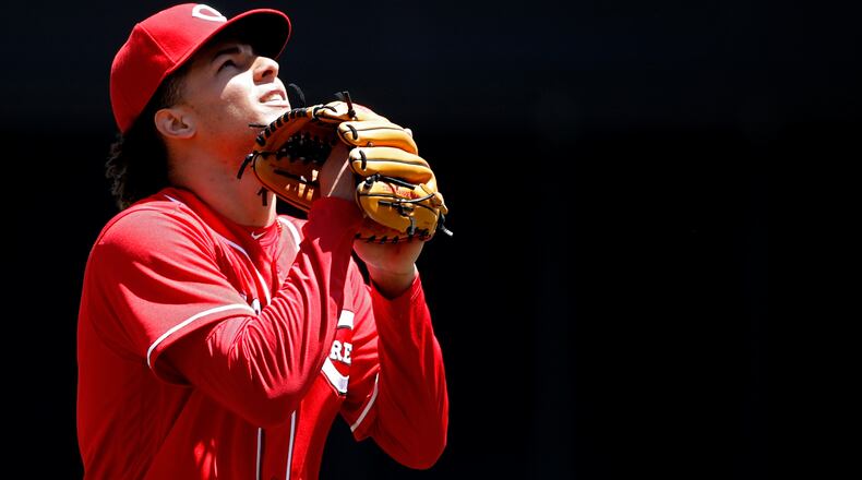 CINCINNATI, OH - MAY 24: Luis Castillo #58 of the Cincinnati Reds reacts after pitching out of the fifth inning against the Pittsburgh Pirates at Great American Ball Park on May 24, 2018 in Cincinnati, Ohio. The Reds won 5-4. (Photo by Joe Robbins/Getty Images)