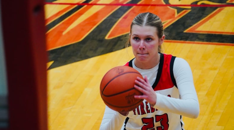 Lakota West High School's Reese Johnson eyes a free throw attempt against Mason last season. CHRIS VOGT / CONTRIBUTED PHOTO