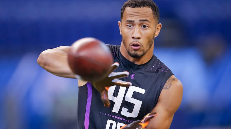 ›INDIANAPOLIS, IN - MARCH 05: Wake Forest defensive back Jessie Bates (DB45) during the NFL Scouting Combine at Lucas Oil Stadium on March 5, 2018 in Indianapolis, Indiana. (Photo by Michael Hickey/Getty Images)