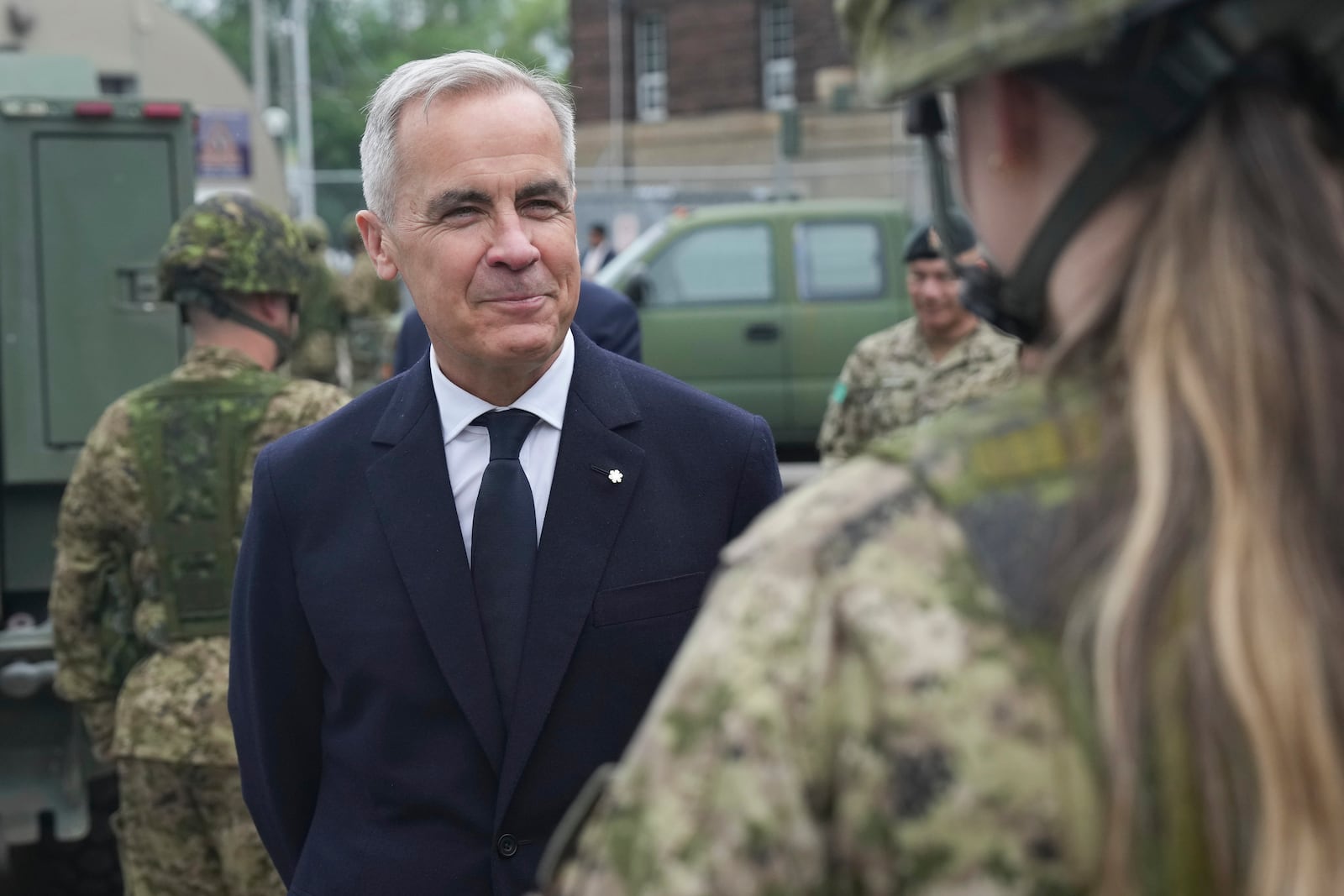 Canada Prime Minister Mark Carney visits Fort York Armoury in Toronto, Canada, before making an announcement on Monday, June 9, 2025. (Chris Young/The Canadian Press via AP)