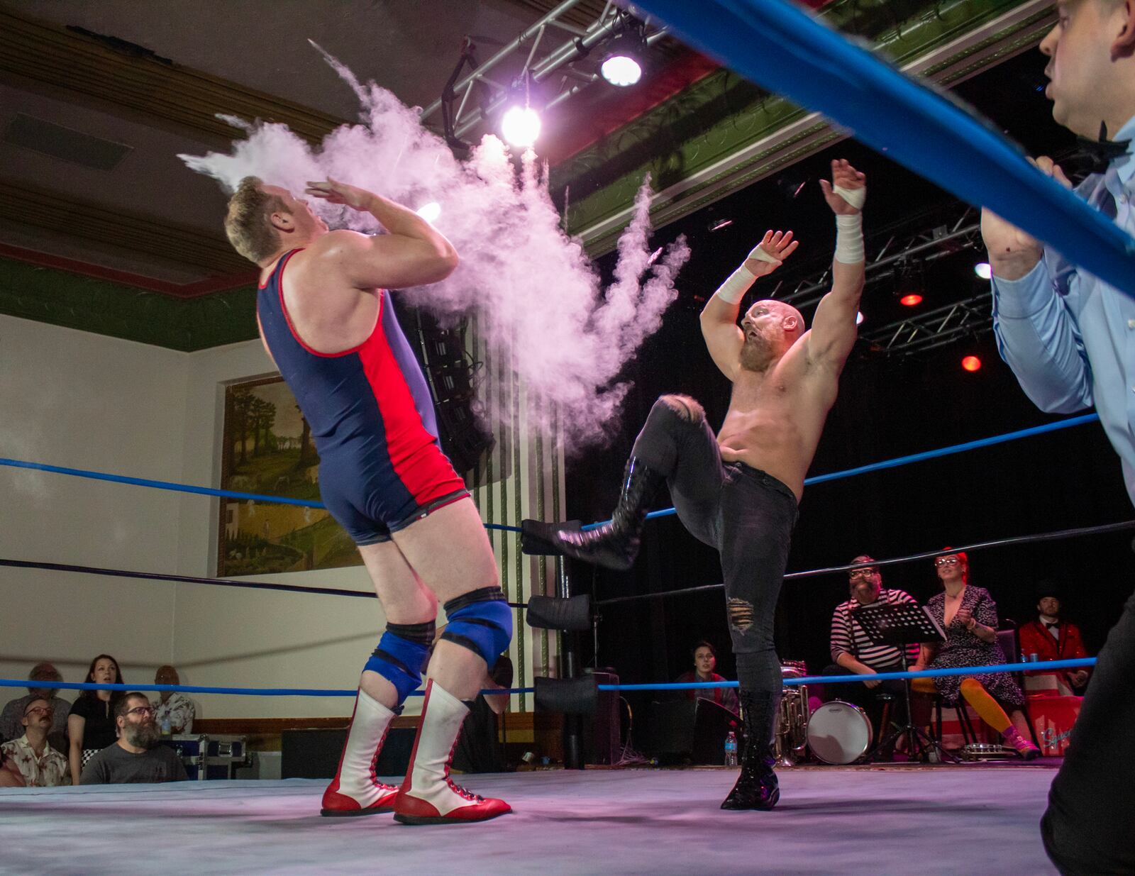 Olde Wrestling brings classic elements of drama, action, and hilarity back to the ring. The promotion will be making its Yellow Springs debut April 11 at the Foundry Theater. Photo credit: Jake Sposetta