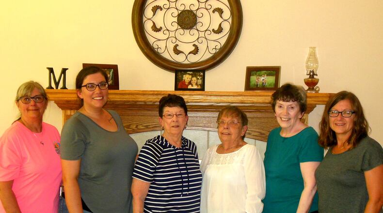 From left to right: Pat Cochran, Marion Newman, Cindy Mittag, Carole Wright, Larene Newman, Cindy Polander, all  members of the Gang of Seamstresses. Courtesy of Pat Cochran.