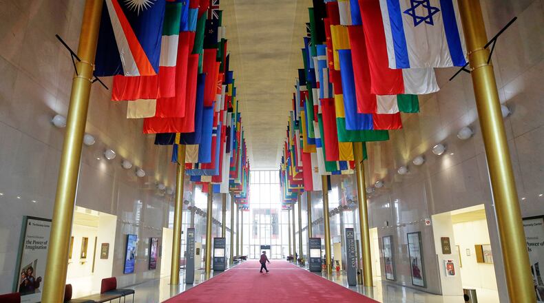 FILE - The Hall of Nations at the John F. Kennedy Memorial Center for the Performing Arts, Nov. 22, 2025, in Washington. (AP Photo/Rahmat Gul, file)