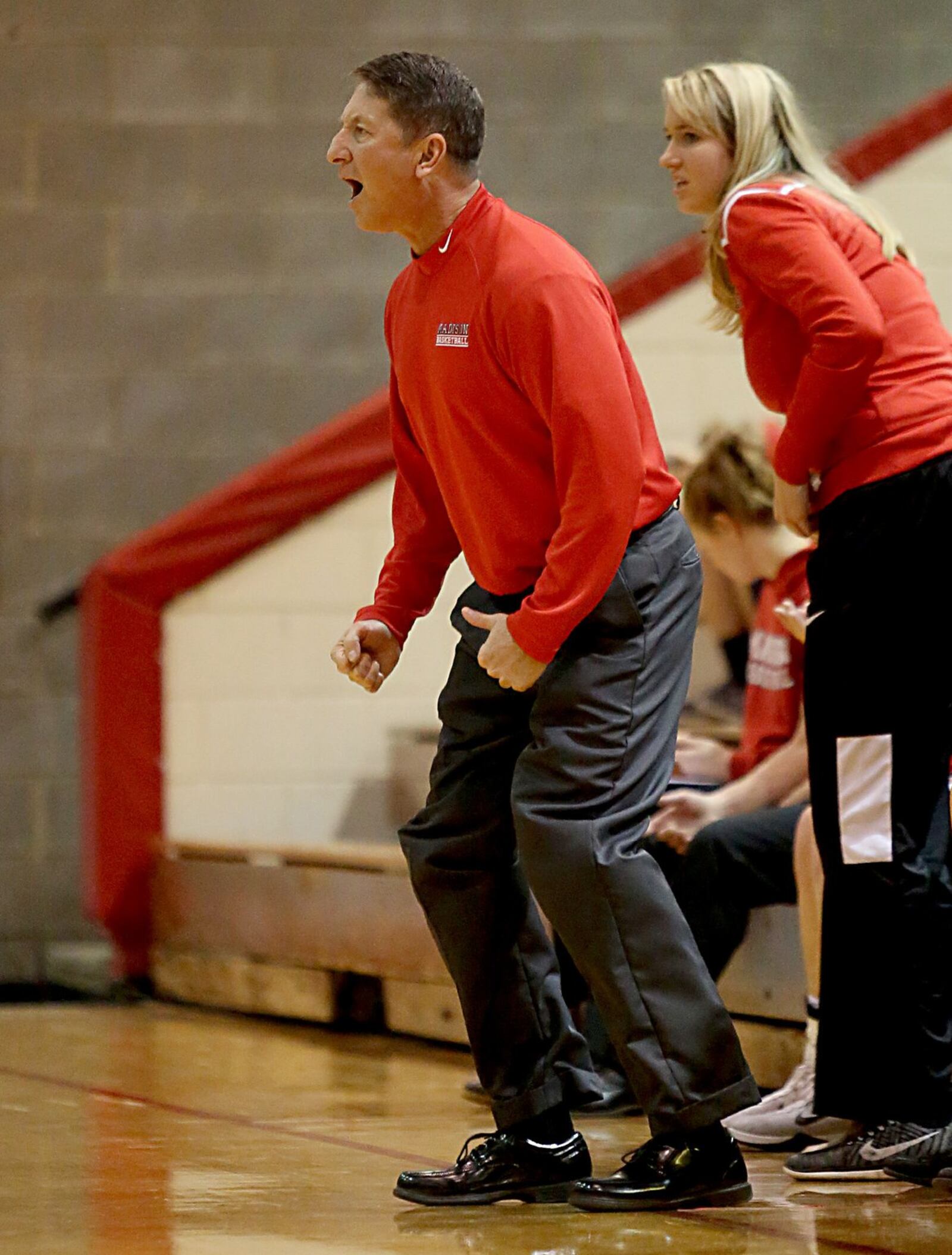Madison coach Brian McGuire gets his team’s attention during Saturday afternoon’s game at Carlisle. CONTRIBUTED PHOTO BY E.L. HUBBARD