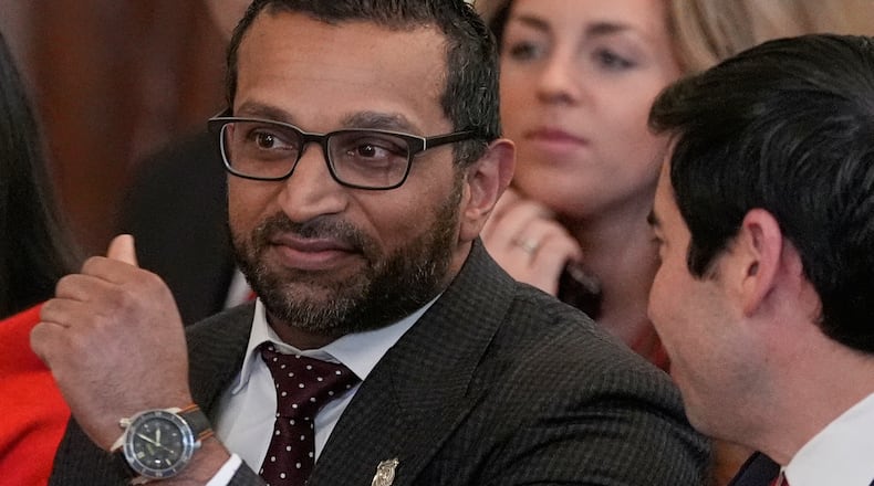 FILE - FBI director Kash Patel arrives before President Donald Trump speaks in the East Room of the White House, Jan. 15, 2026, in Washington. (AP Photo/Alex Brandon, file)