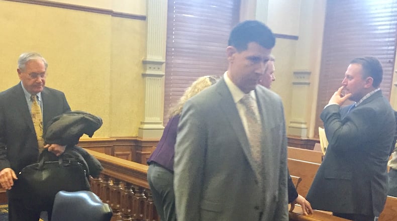 Christopher Bucio leaves court after his sentencing in Shelby County Common Pleas Court on Friday.
