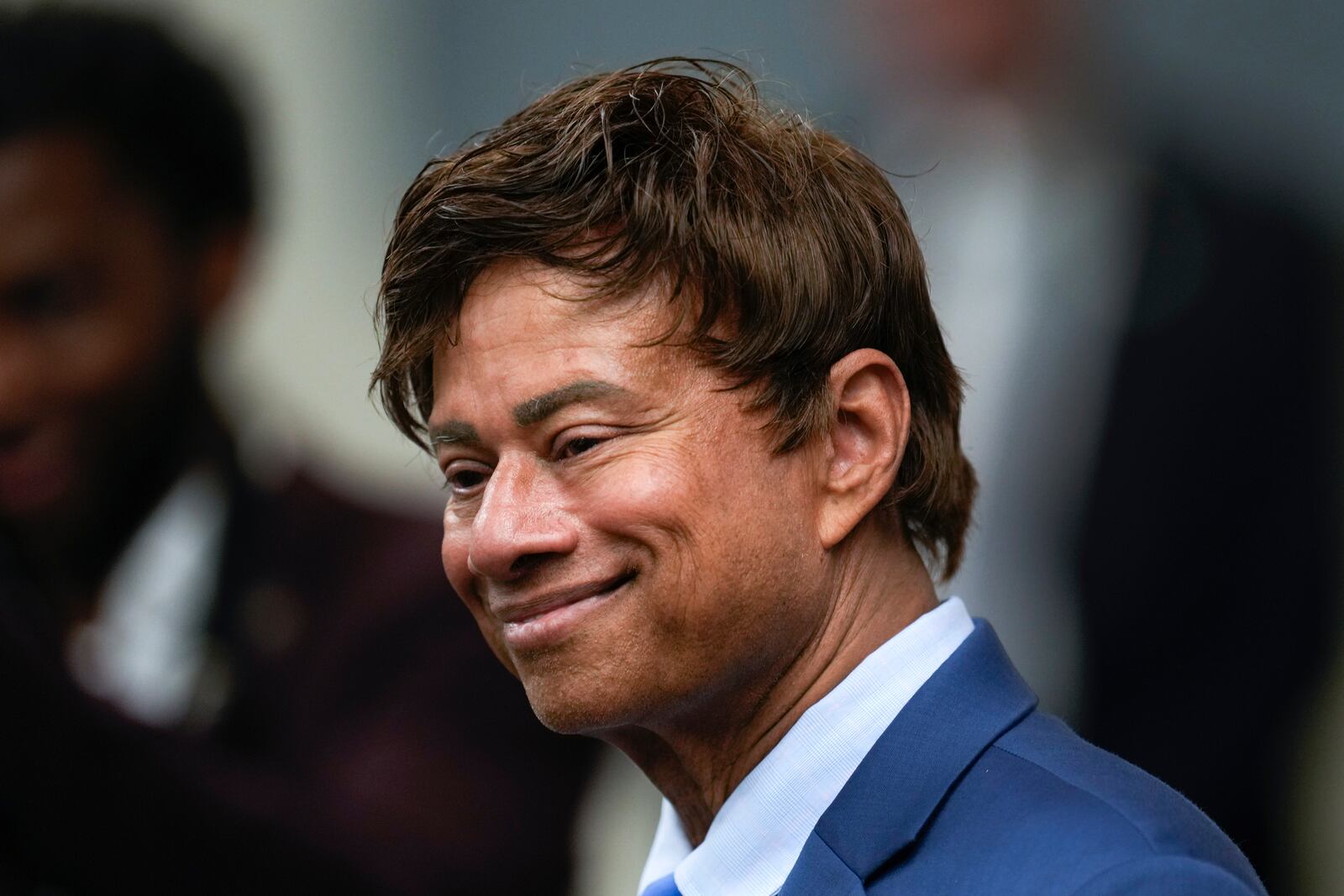 FILE - Rep. Shri Thanedar, D-Mich., listens to comments before the NAACP Detroit branch Fight for Freedom Fund dinner in Detroit, May 19, 2024. (AP Photo/Paul Sancya, File)