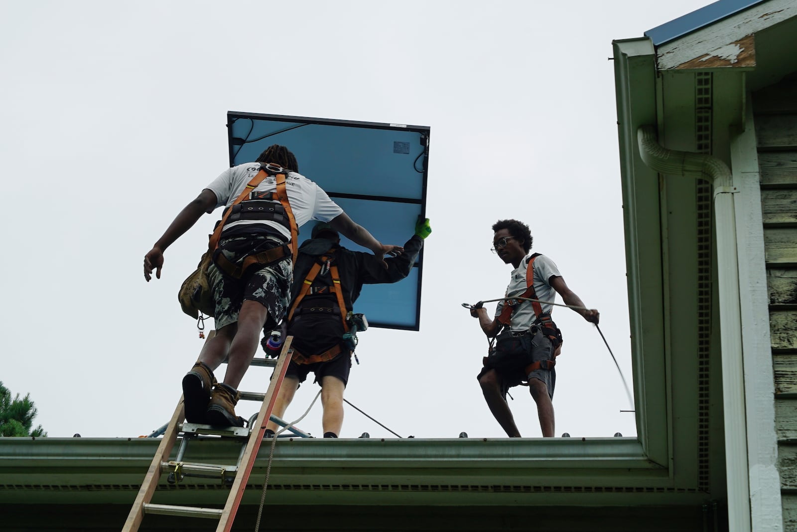 Solar panels are installed on a home in Chapel Hill, N.C., Wednesday, July 2, 2025. (AP Photo/Allen G. Breed)