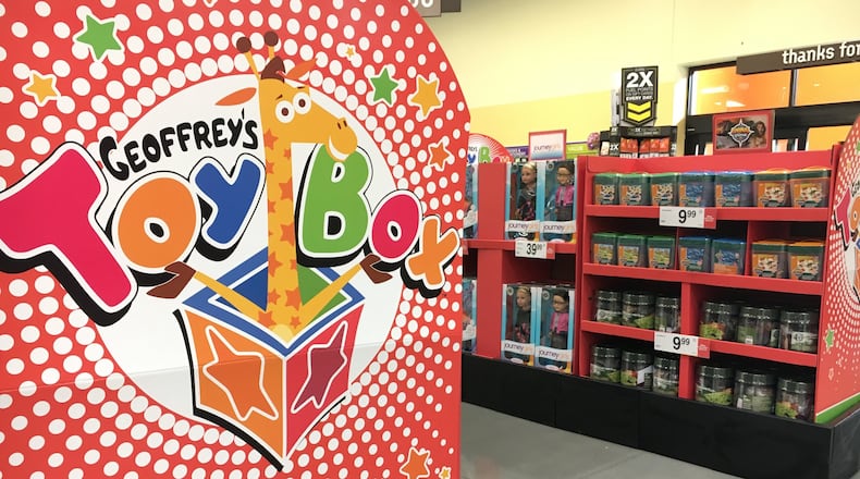 Kroger Marketplace stores will sell previously exclusive to Toys “R” Us toys in a partnership with Geoffrey’s Toy Box this year. STAFF PHOTO / HOLLY SHIVELY