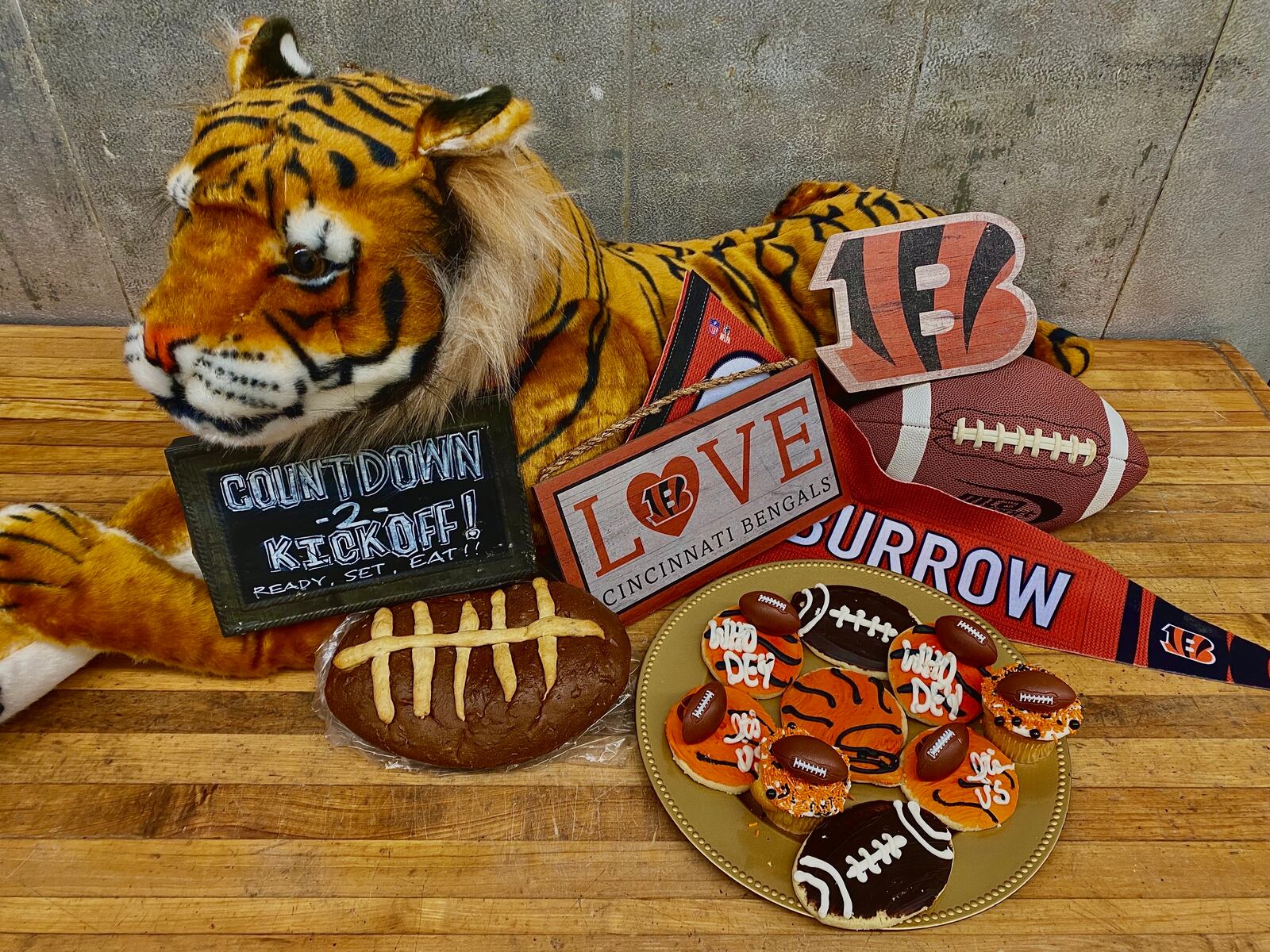 Ashley's Pastry Shop in Oakwood is selling Bengals themed baked goods this week ahead of the Super Bowl.
