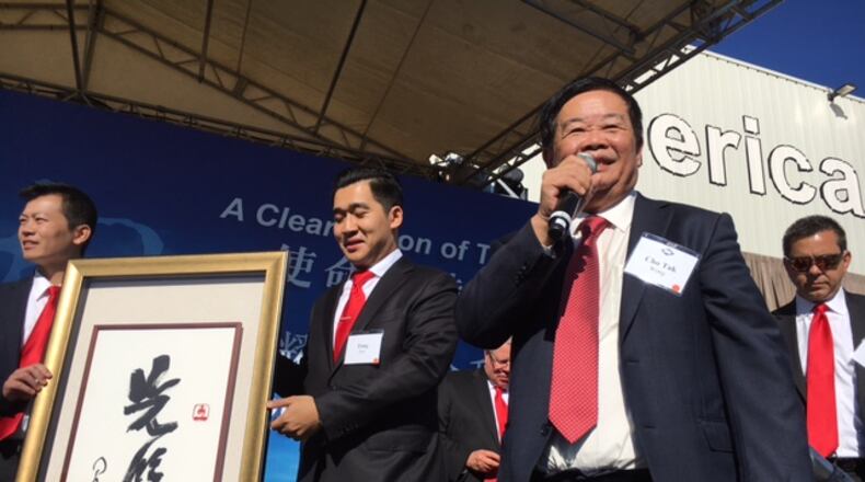 Fuyao Global Chairman Cho Tak Wong at the formal opening of the Fuyao Glass America plant in Moraine in October. THOMAS GNAU/STAFF
