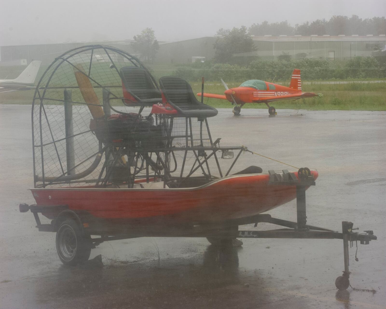 Gaffney and I considered taking this airboat and leaving his Grumman Yankee airplane after two full days of rain from the remnants of Hurricane Danny in 1997.