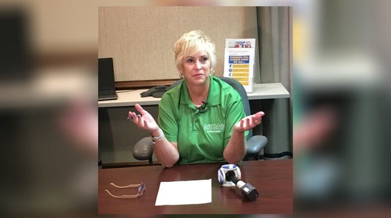 Dayton Public Schools Superintendent Rhonda Corr discusses the district’s state report card in September 2017. JEREMY P. KELLEY / STAFF