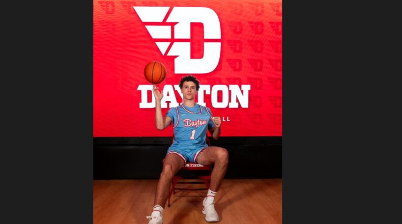 Damon Friery poses for a photo during his official visit to Dayton in August 2024. Contributed photo