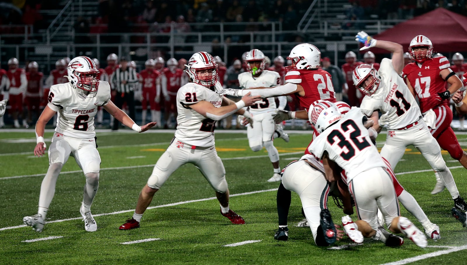 Tippecanoe defeated London 33-16 in a Division III, Region 12 title game on Friday, Nov. 21, 2025 at Skyhawk Stadium in Fairborn. STEVEN WRIGHT / STAFF