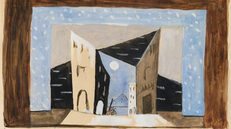 Pablo Picasso, Scene design for Pulcinella, about 1920, watercolor and gouache on paper. Collection of the McNay Art Museum, Gift of The Tobin Endowment. © 2020 Estate of Pablo Picasso / Artists Rights Society (ARS), New York