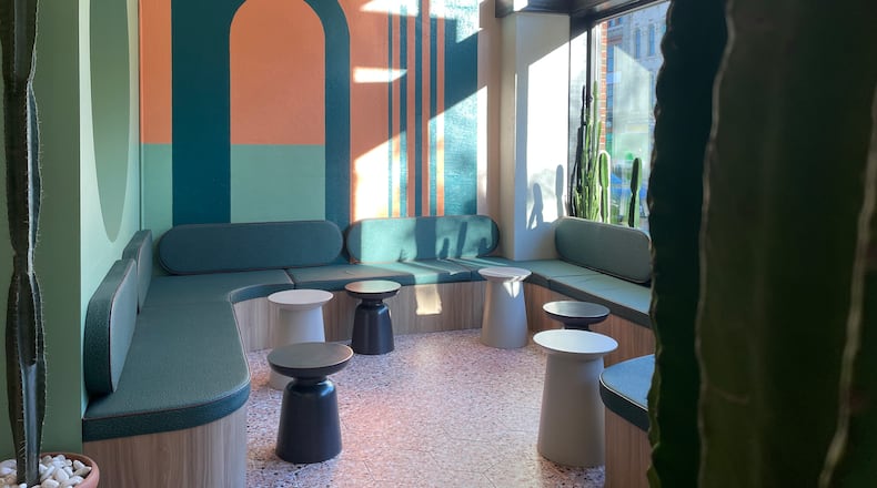 Joui, a new wine retail shop and bar, is located at 117 E. Third St. next to Salt Block Biscuit Company in downtown Dayton’s Fire Blocks District. NATALIE JONES/STAFF